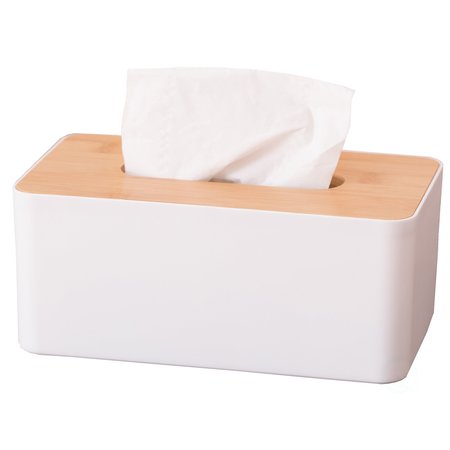 BASICWISE Bamboo Removable Top Lid Rectangular Tissue box QI003486